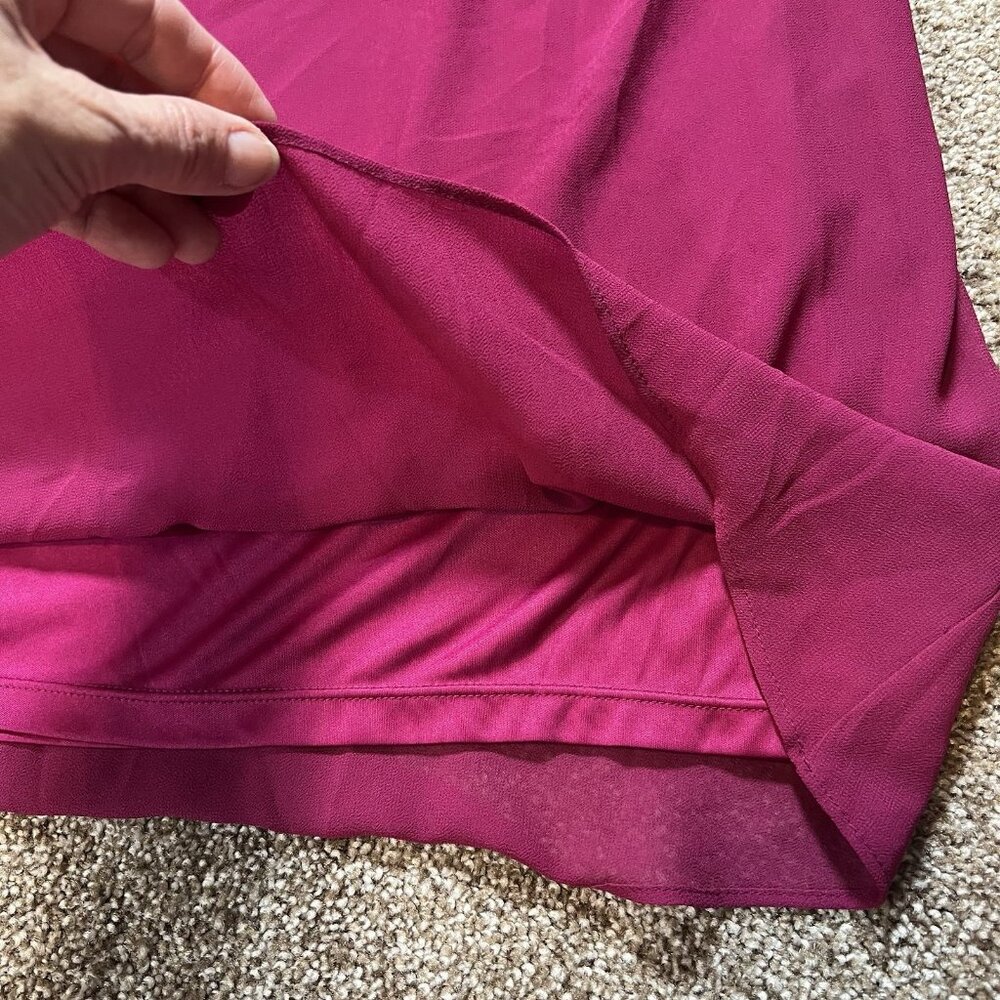 Alfani Women’s Top Blouse Plus Size 1X Lined V Neck Magenta Long Sleeves NWT - Picture 9 of 12